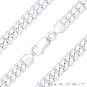 6.3mm Miami Cuban / Curb Link Italian Chain Necklace in .925 Sterling Silver 30"